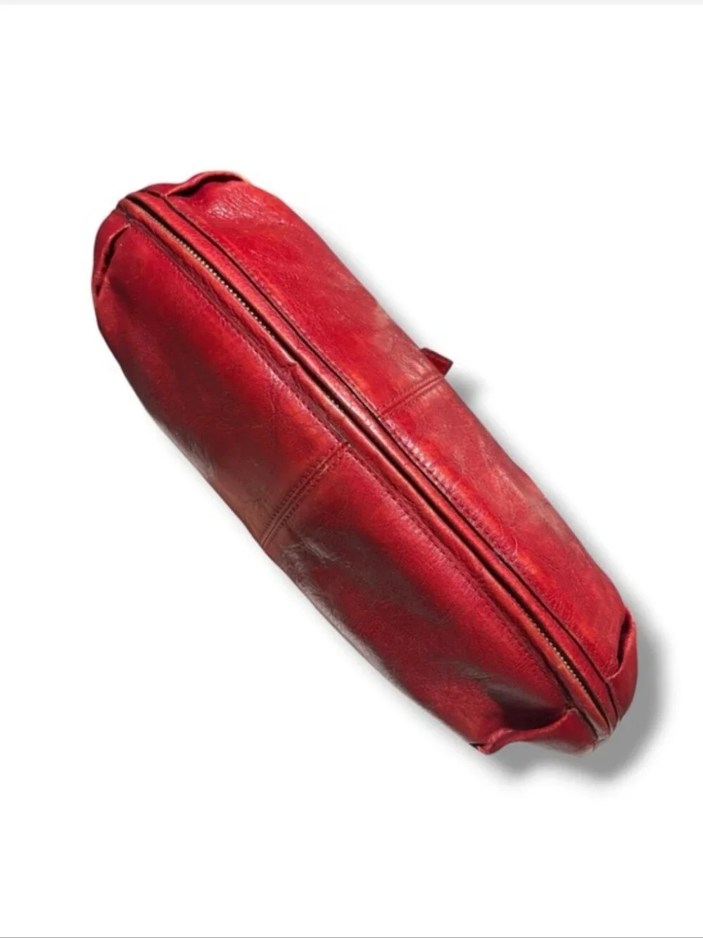 WILSONS LEATHER Red Hobo Shoulder Bag Expandable Bottom Snap Closure VINTAGE